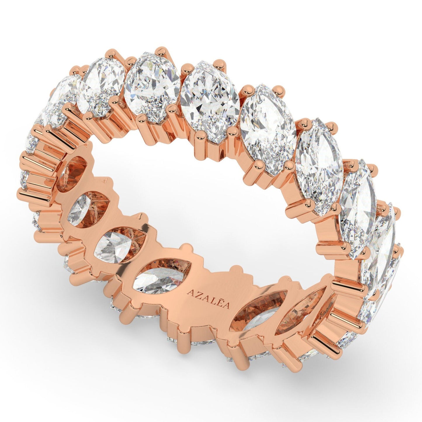 Unique Tilted Marquise Wedding Band / 14k Gold Marquise Eternity Wedding Ring / 2.75 CT Marquise Eternity Band / Anniversary Ring