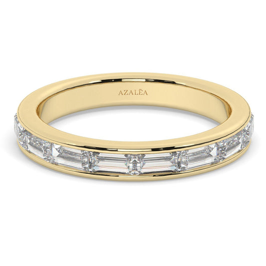 1 CT Baguette Diamond Wedding Band / Channel Set Baguette Half Eternity Ring / 1 CT Baguette Eternity Band / Anniversary Gift / Promise Ring