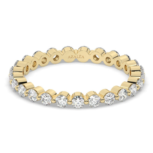 Eternity Wedding Band / 14k Gold Diamond Eternity Wedding Ring / Floating Diamond Eternity Band / Diamond Stacking Ring / Wedding Ring