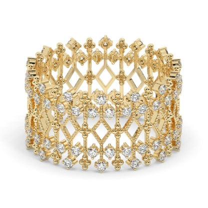 Unique Diamond Statement Ring / 14k Gold and Diamond / Stacking Ring / Diamond Bridal Gift Ideas