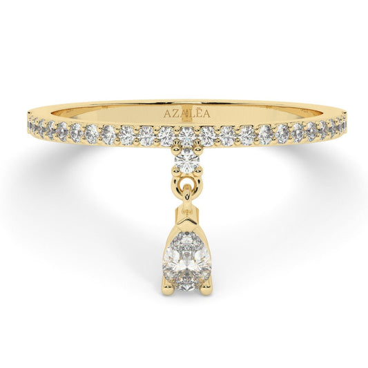 Dangling Diamond Charm Ring / 14k Solid Gold Diamond Dangle Ring / Diamond Charm Ring / Diamond Dangling Ring / Diamond Stacking Ring