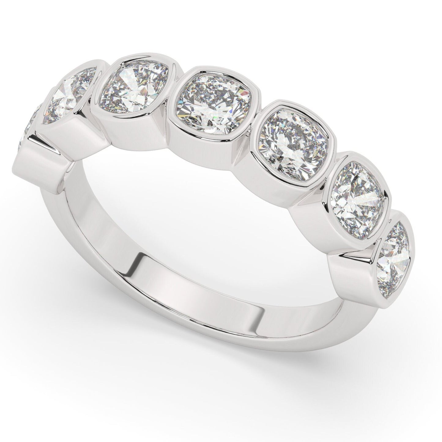 Cushion Cut Halfway Diamond Wedding Band / 14k Gold Bezel Set Wedding Ring / 2.5 CT Wedding Band / Anniversary Ring / Birthday Gift