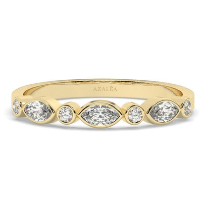 Diamond Eternity Band / 14k Gold Alternating Diamond Eternity Wedding Band / Bezel set wedding band / Diamond Stacking Ring / Birthday Gift