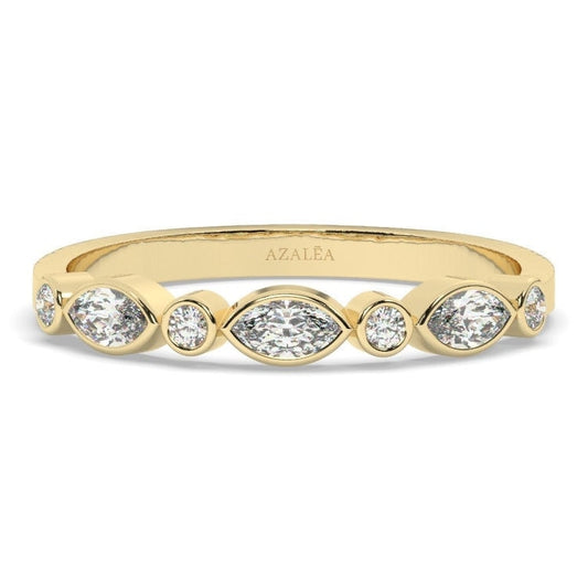 Diamond Eternity Band / 14k Gold Alternating Diamond Eternity Wedding Band / Bezel set wedding band / Diamond Stacking Ring / Birthday Gift