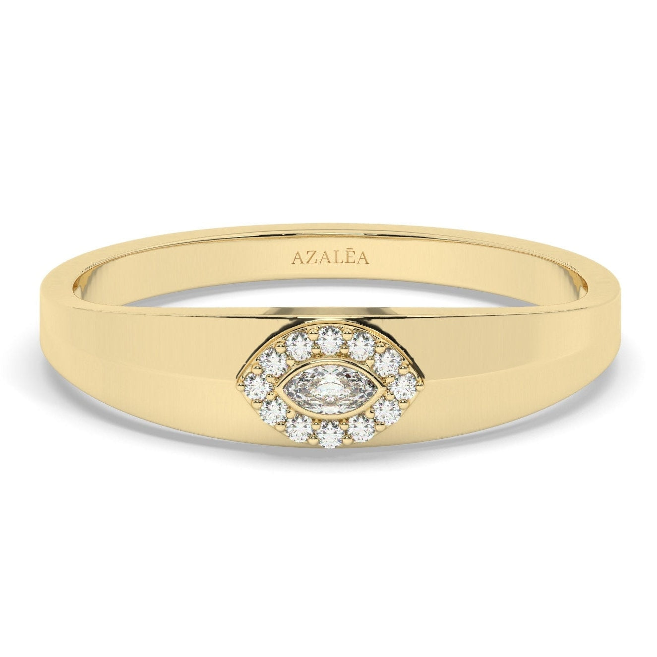 Diamond Evil Eye Stacking Ring / 14k Gold Diamond Evil Eye Stacking Ring / Diamond Protection Ring / Graduation Gift / Evil Eye Gift Ideas