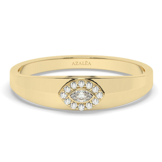 Diamond Evil Eye Stacking Ring / 14k Gold Diamond Evil Eye Stacking Ring / Diamond Protection Ring / Graduation Gift / Evil Eye Gift Ideas