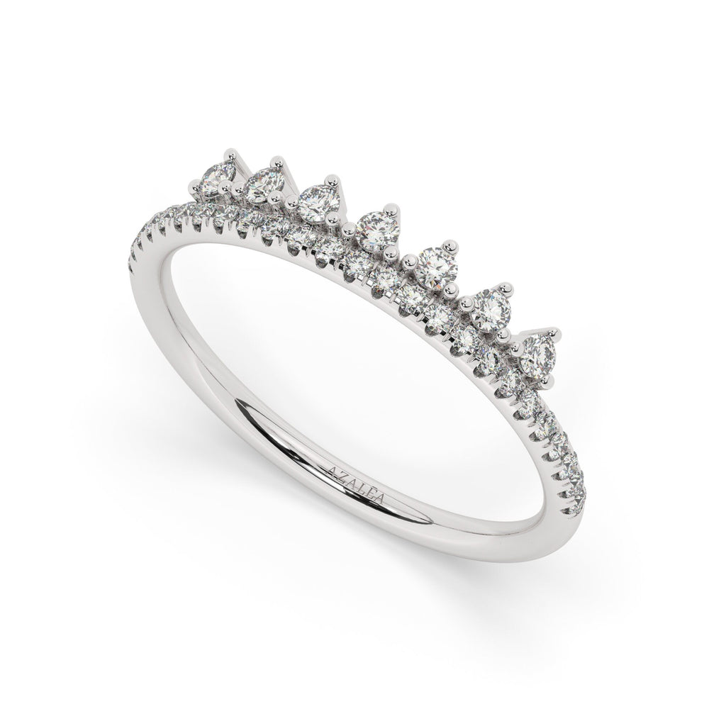 Diamond Wedding Band / 14k Gold Crown Shape Diamond Ring / Stackable Ring / Anniversary Gift / Birthday Gift / Graduation Gift / Bridal Gift