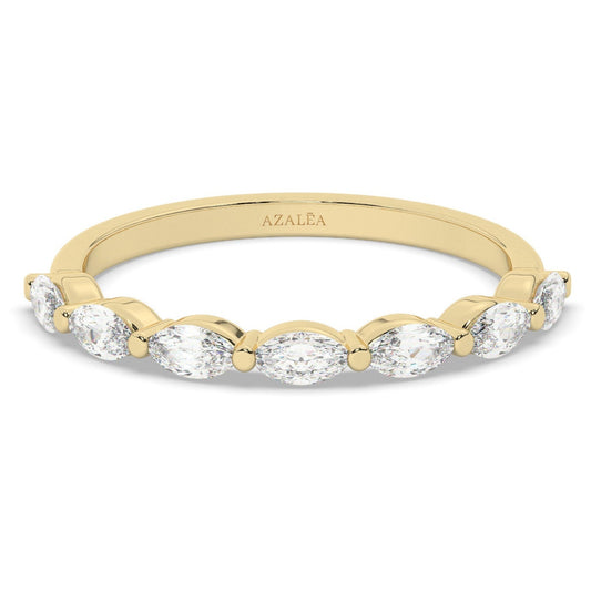 Marquise Diamond Wedding Band / 14k Gold Diamond Half Eternity Ring / Marquise Half Eternity Ring / Diamond Wedding Ring