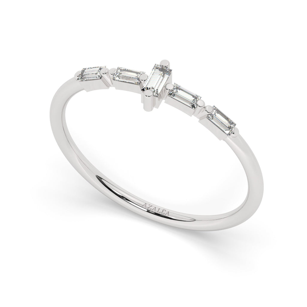 Baguette Diamond Stacking Ring / 0.15CT 14k Gold Baguette Diamond Wedding Ring / Diamond Stacking Ring / Baguette Diamond Wedding Band
