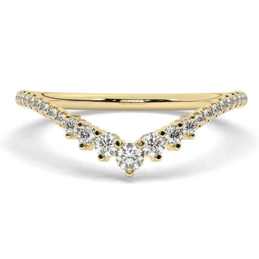 Curved Diamond Wedding Ring / 14k Gold Curved Diamond Chevron Wedding Band / Curved Stacking Ring / Engagement Ring / Diamond Gift Ideas