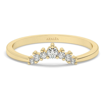 Curved Diamond Wedding Band / 14k Gold Round Diamond Stacking Ring / Diamond Wedding Band / Stacking Ring / Engagement Rings / Gift for Her