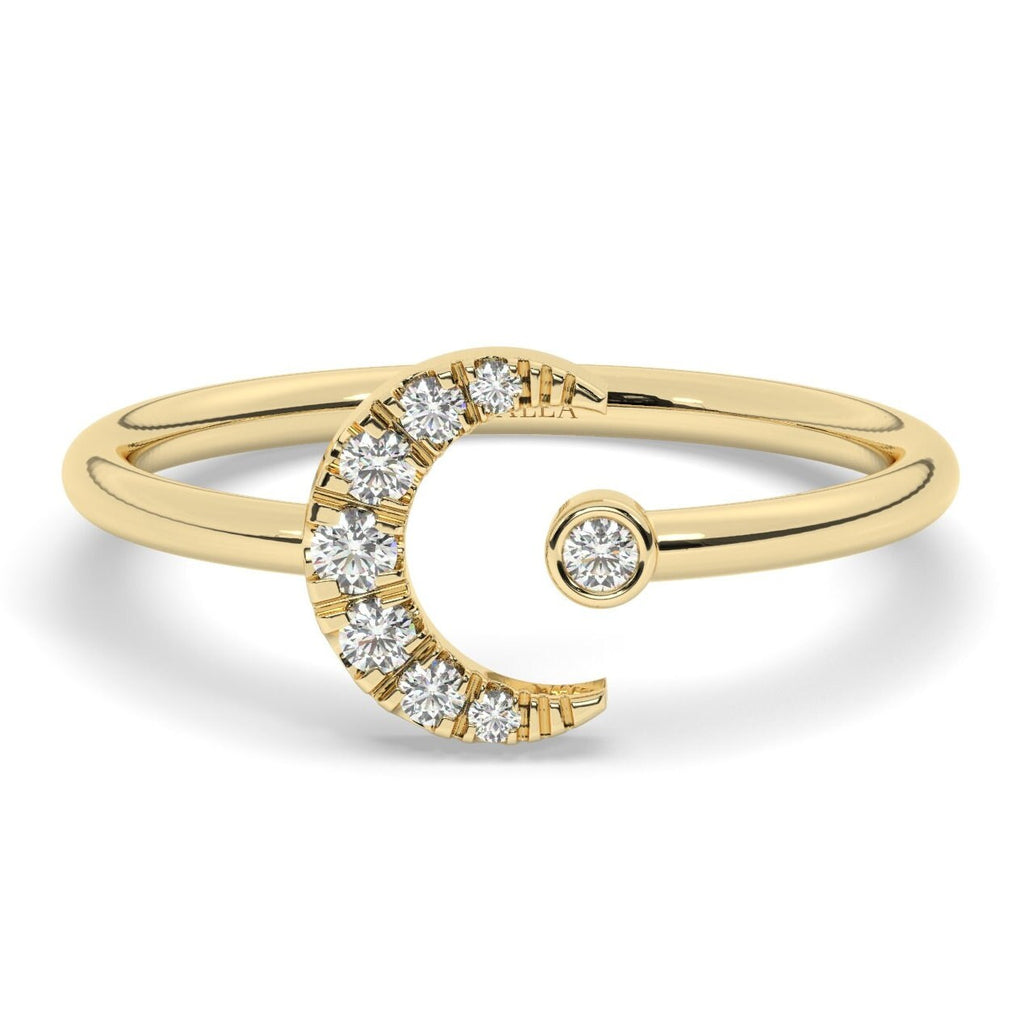 Diamond Moon Cuff Ring