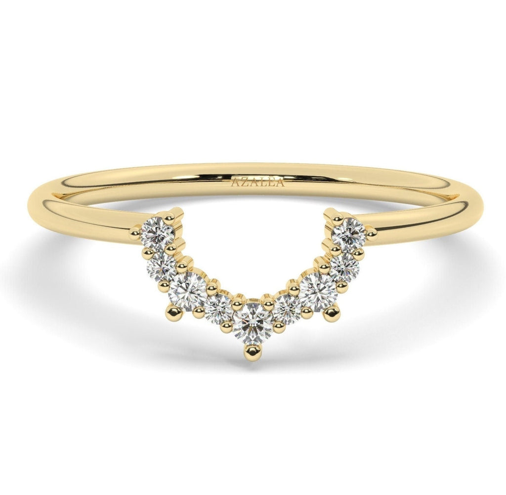 Curved Diamond Wedding Band / 14k Gold Diamond Nesting Ring / Bridal Jewelry / Engagement / Anniversary / Wedding ring set / Gift / Matching