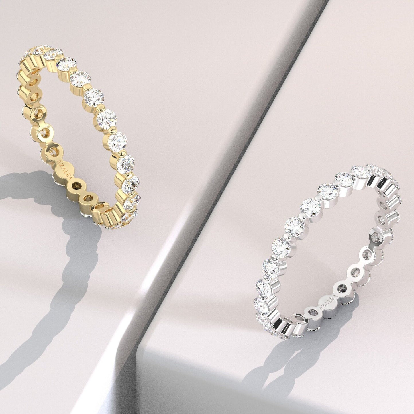 Eternity Wedding Band / 14k Gold Diamond Eternity Wedding Ring / Floating Diamond Eternity Band / Diamond Stacking Ring / Wedding Ring