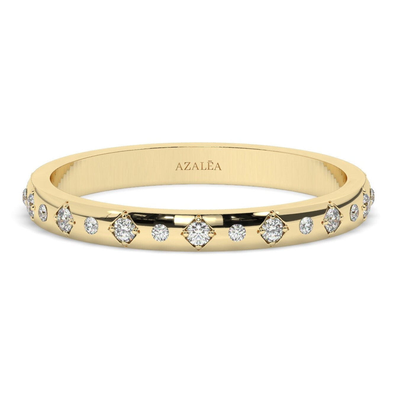 Diamond Eternity Wedding Band / 14k Gold Engraved Diamond Stacking Ring / Engraved Round Diamond Stackable Ring / Anniversary Gift Ideas