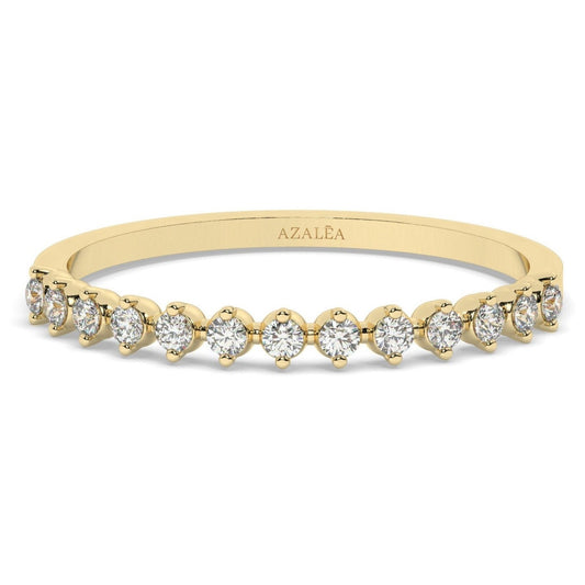 Diamond Half Eternity Wedding Ring / 14k Gold Round Diamond Wedding Band / Engagement Ring / Diamond Stacking Ring / Wedding Ring