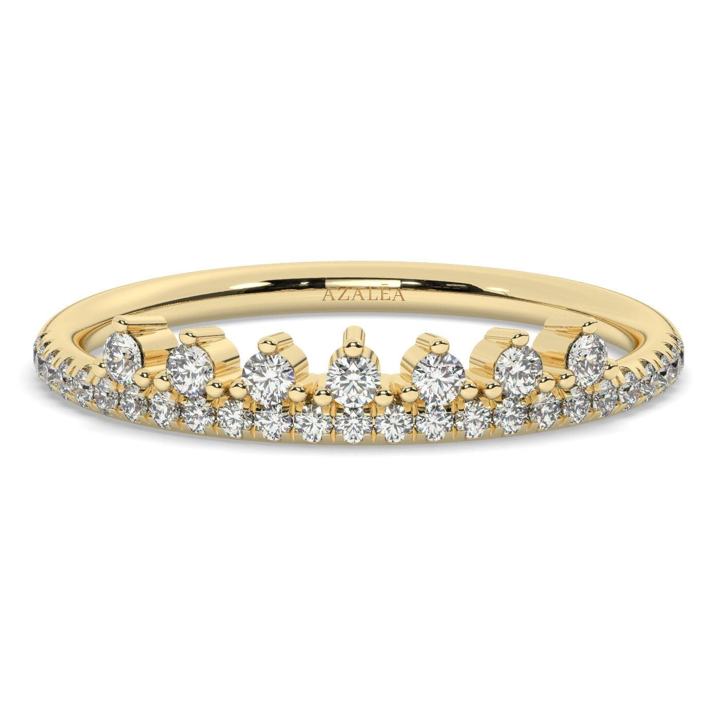 Diamond Wedding Band / 14k Gold Crown Shape Diamond Ring / Stackable Ring / Anniversary Gift / Birthday Gift / Graduation Gift / Bridal Gift