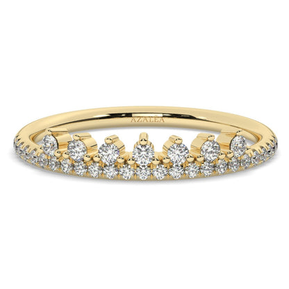 Diamond Wedding Band / 14k Gold Crown Shape Diamond Ring / Stackable Ring / Anniversary Gift / Birthday Gift / Graduation Gift / Bridal Gift