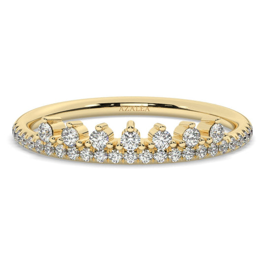Diamond Wedding Band / 14k Gold Crown Shape Diamond Ring / Stackable Ring / Anniversary Gift / Birthday Gift / Graduation Gift / Bridal Gift
