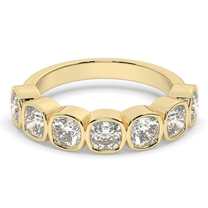 Cushion Cut Halfway Diamond Wedding Band / 14k Gold Bezel Set Wedding Ring / 2.5 CT Wedding Band / Anniversary Ring / Birthday Gift