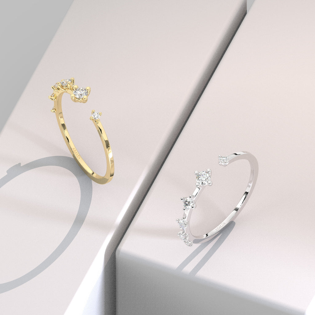 Diamond Stacking Ring / 14k Gold Diamond Wedding Ring / Cuff Ring / Graduation Gift / Bridal Gift / Birthday Gift / Anniversary Ring