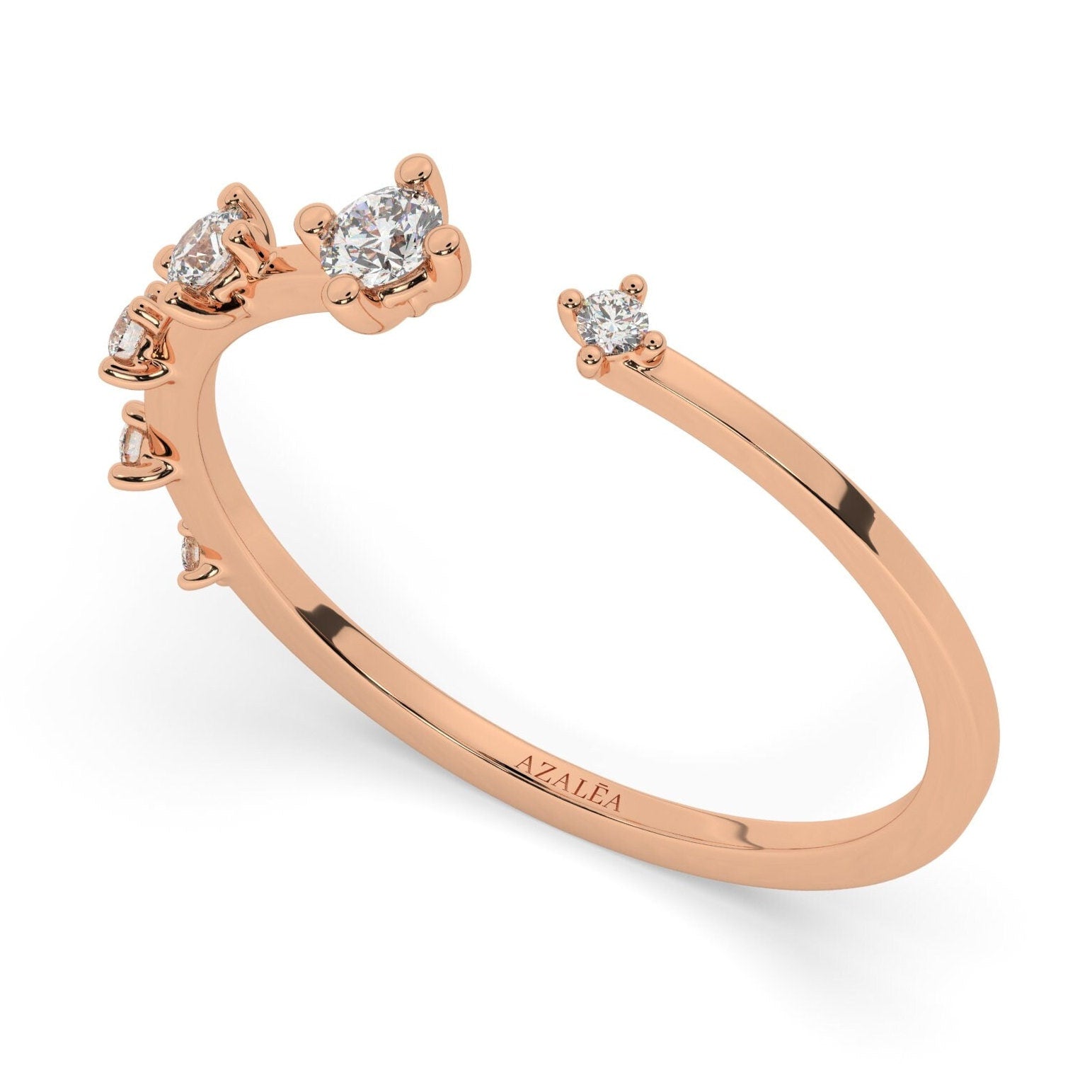 Diamond Stacking Ring / 14k Gold Diamond Wedding Ring / Cuff Ring / Graduation Gift / Bridal Gift / Birthday Gift / Anniversary Ring