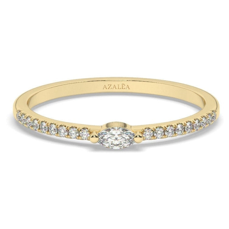 Marquise Diamond Wedding Band / 14k Gold Diamond Engagement Ring / Diamond Half Eternity Wedding Band / Diamond Wedding Ring / Bridal Gift
