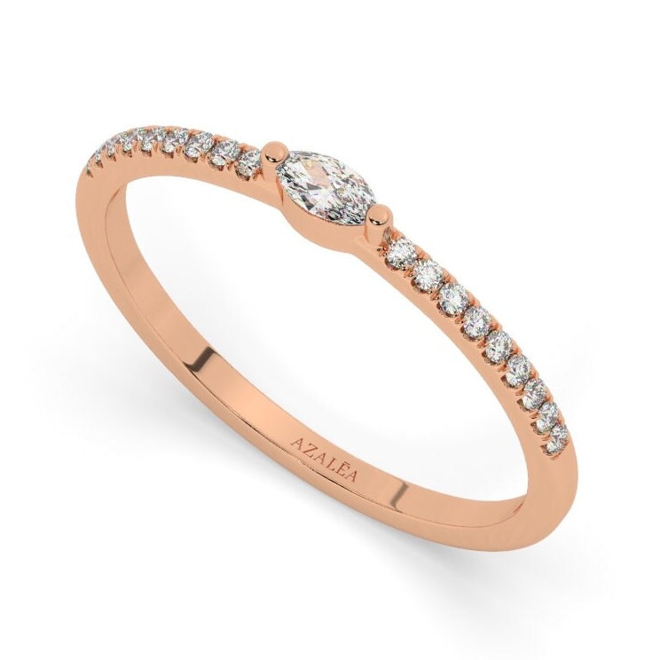 Marquise Diamond Wedding Band / 14k Gold Diamond Engagement Ring / Diamond Half Eternity Wedding Band / Diamond Wedding Ring / Bridal Gift