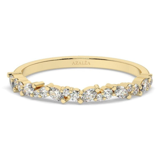 Diamond Wedding Band / 14k Marquise and Round Diamond Wedding Ring / Wedding Band / Stacking Ring / Diamond Bridal Gift Ideas