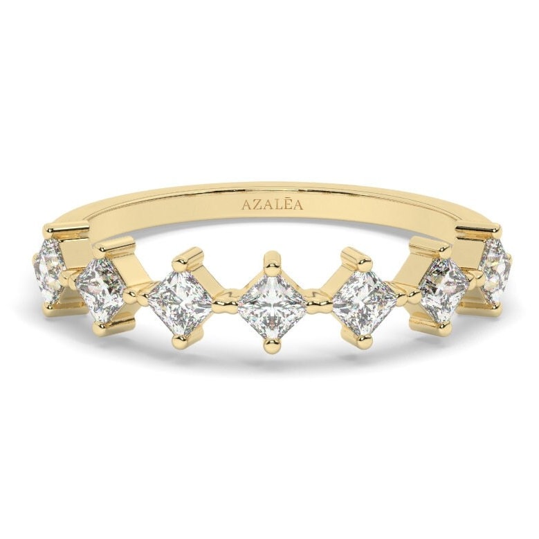 Princess Diamond Wedding Ring / 14k Princess Diamond Prong Set Stacking Ring / Diamond Wedding Band / Graduation Gift / Birthday Gift