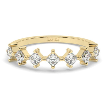 Princess Diamond Wedding Ring / 14k Princess Diamond Prong Set Stacking Ring / Diamond Wedding Band / Graduation Gift / Birthday Gift