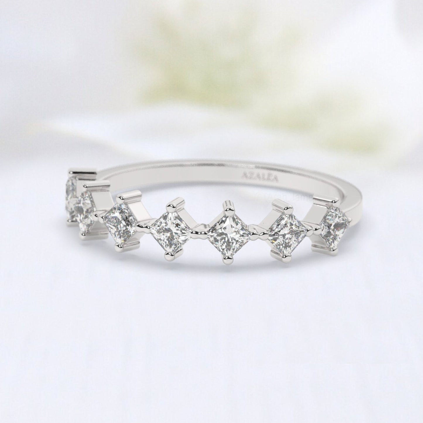 Princess Diamond Wedding Ring / 14k Princess Diamond Prong Set Stacking Ring / Diamond Wedding Band / Graduation Gift / Birthday Gift