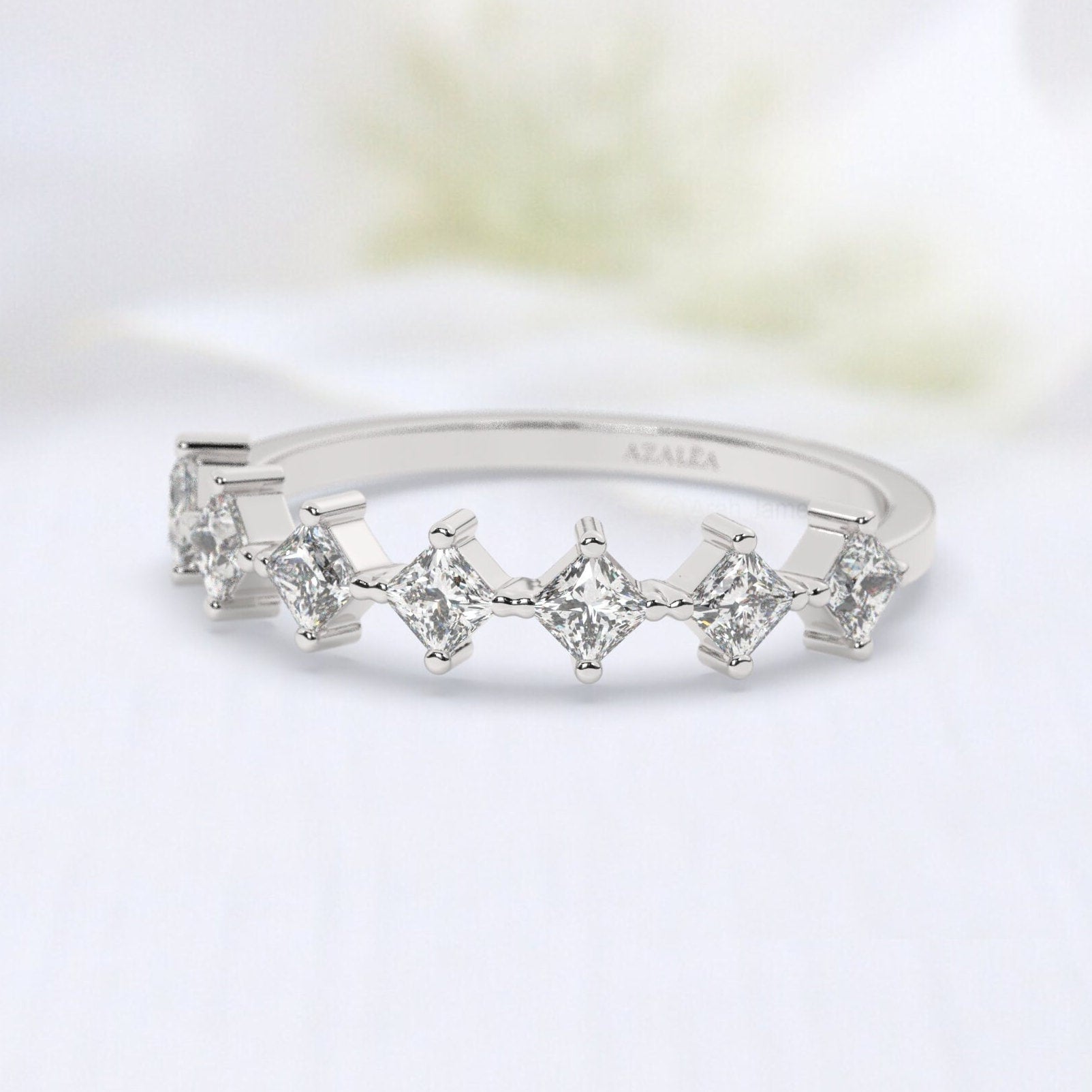 Princess Diamond Wedding Ring / 14k Princess Diamond Prong Set Stacking Ring / Diamond Wedding Band / Graduation Gift / Birthday Gift