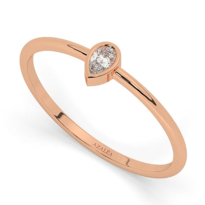 Solitaire Diamond Stacking Ring / 14k Pear Diamond Wedding Band / Teardrop Stacking Band / Diamond Wedding Band / Diamond Stacking Ring