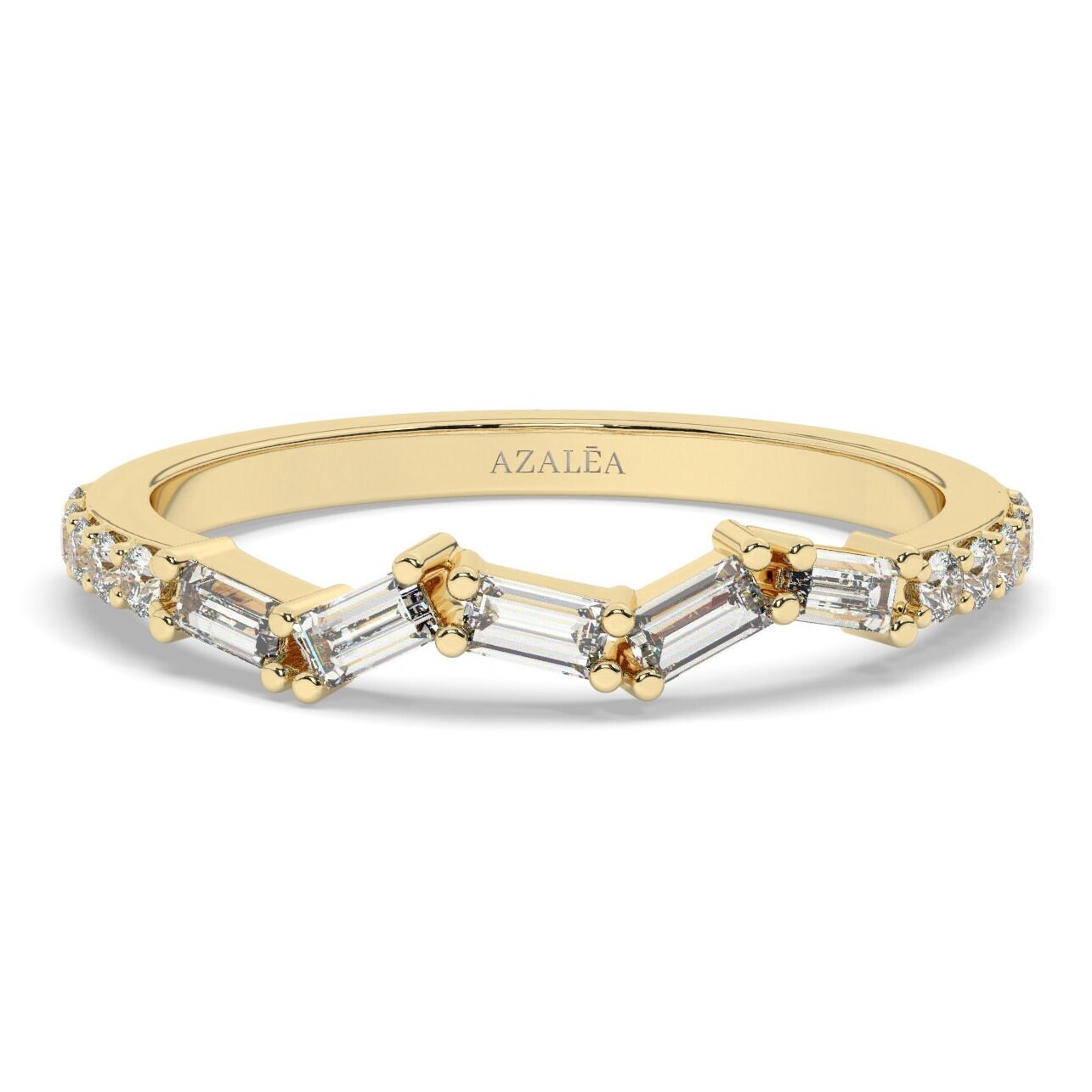 Baguette Diamond Zig Zag Wedding Band