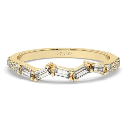 Baguette Diamond Zig Zag Wedding Band
