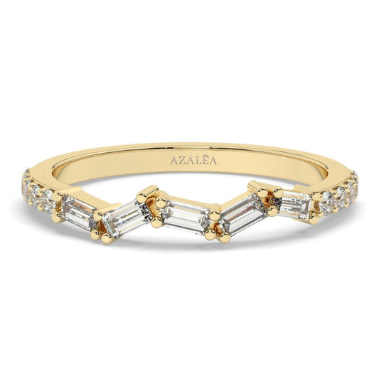 Baguette Diamond Zig Zag Wedding Band