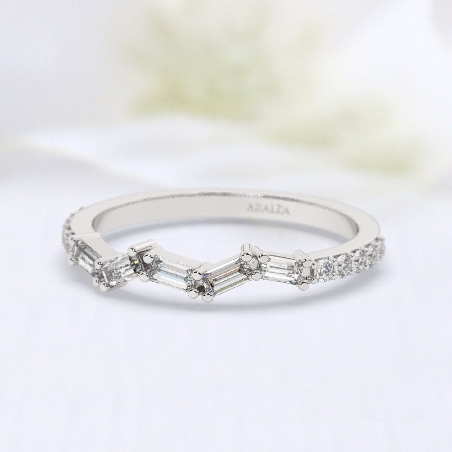 Baguette Diamond Zig Zag Wedding Band