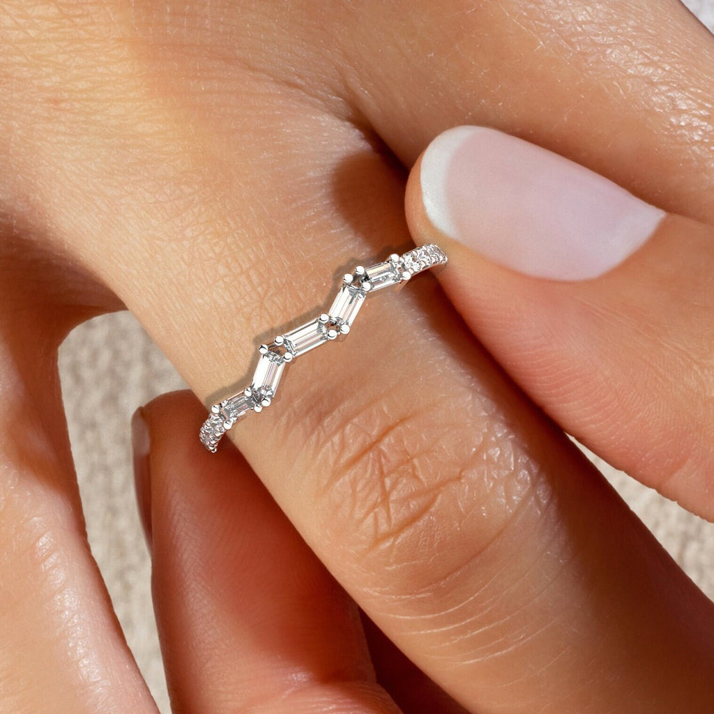 Baguette Diamond Zig Zag Wedding Band