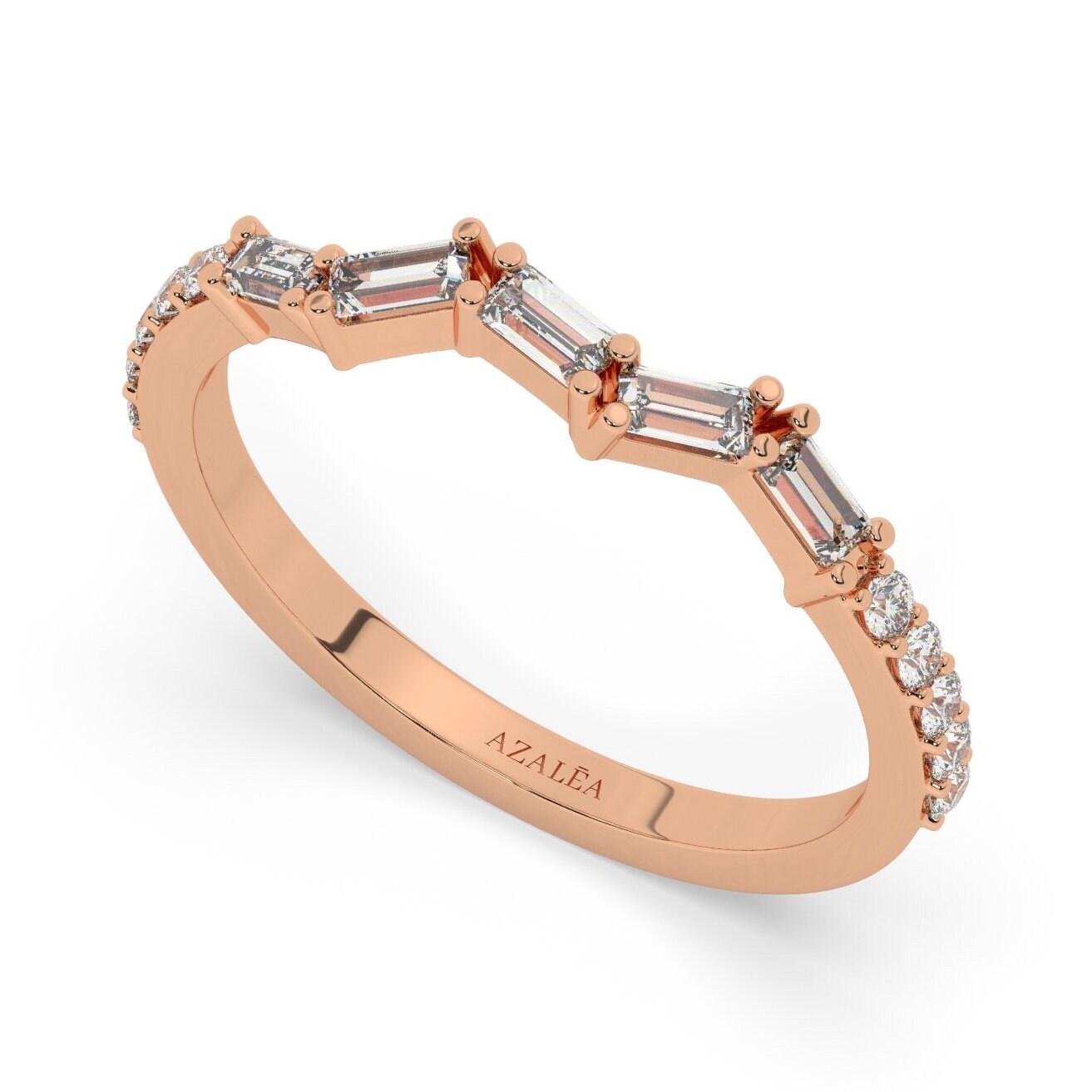 Baguette Diamond Zig Zag Wedding Band