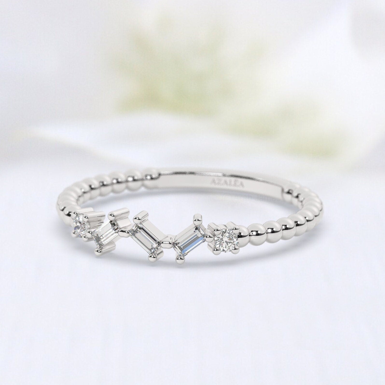Baguette Diamond Stacking Ring / 14k Gold Baguette Diamond Stacking Ring / Baguette Diamond Stacking Ring / Bridal Gift / Anniversary Gift