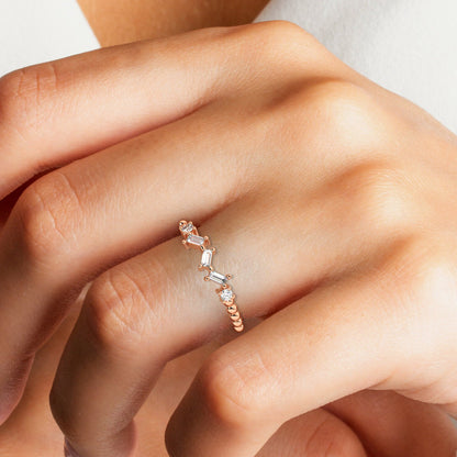 Baguette Diamond Stacking Ring / 14k Gold Baguette Diamond Stacking Ring / Baguette Diamond Stacking Ring / Bridal Gift / Anniversary Gift