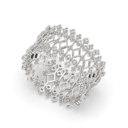 Unique Diamond Statement Ring / 14k Gold and Diamond / Stacking Ring / Diamond Bridal Gift Ideas