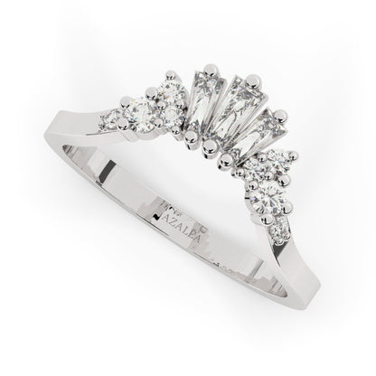 Curved Diamond Wedding Band / 14k Gold Curved Baguette Ring / Diamond Wedding Band / Stacking Ring / Anniversary Ring / Engagement Ring
