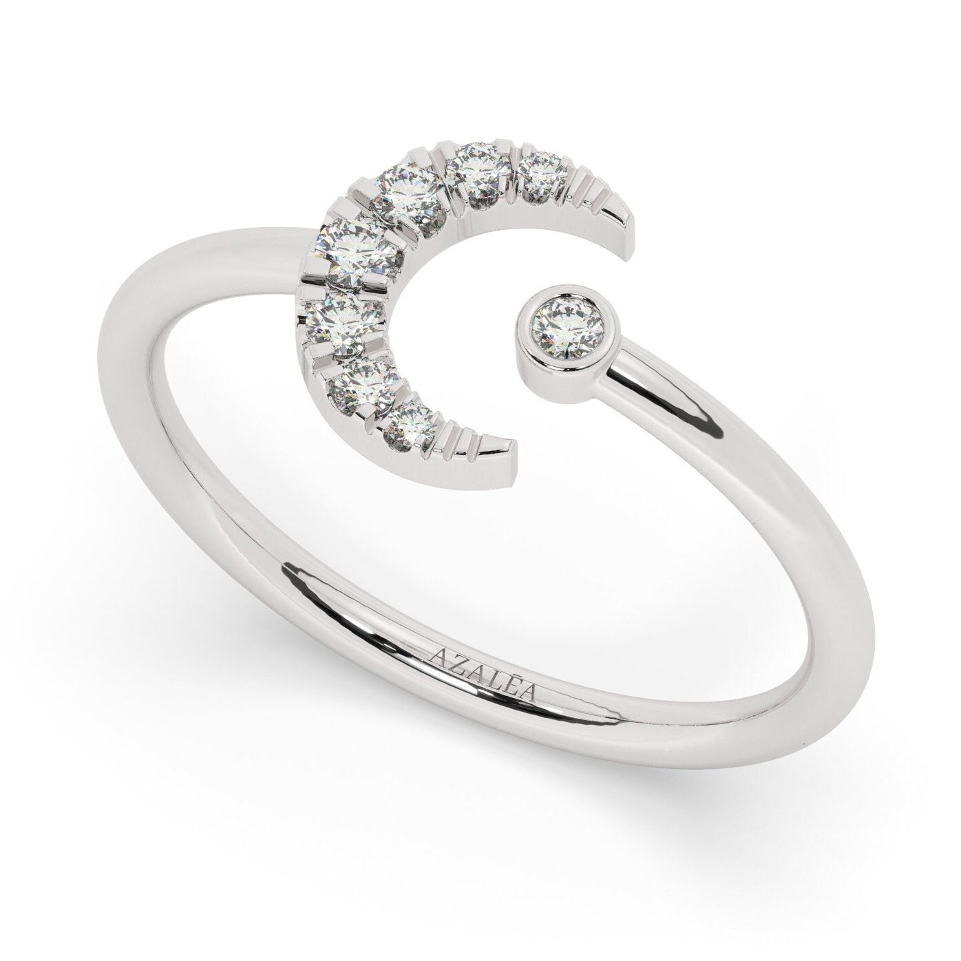 Diamond Moon Cuff Ring