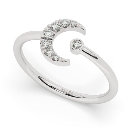 Diamond Moon Cuff Ring