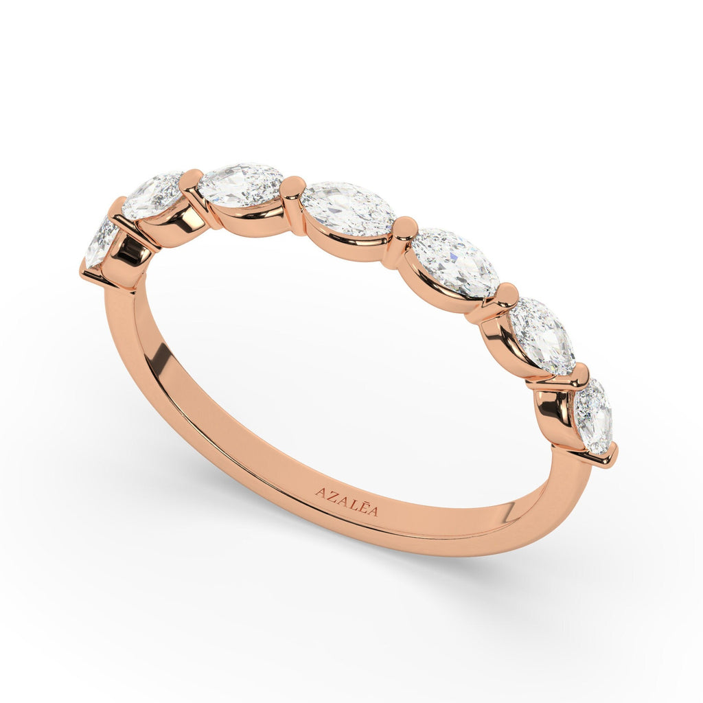 Marquise Diamond Wedding Band / 14k Gold Diamond Half Eternity Ring / Marquise Half Eternity Ring / Diamond Wedding Ring