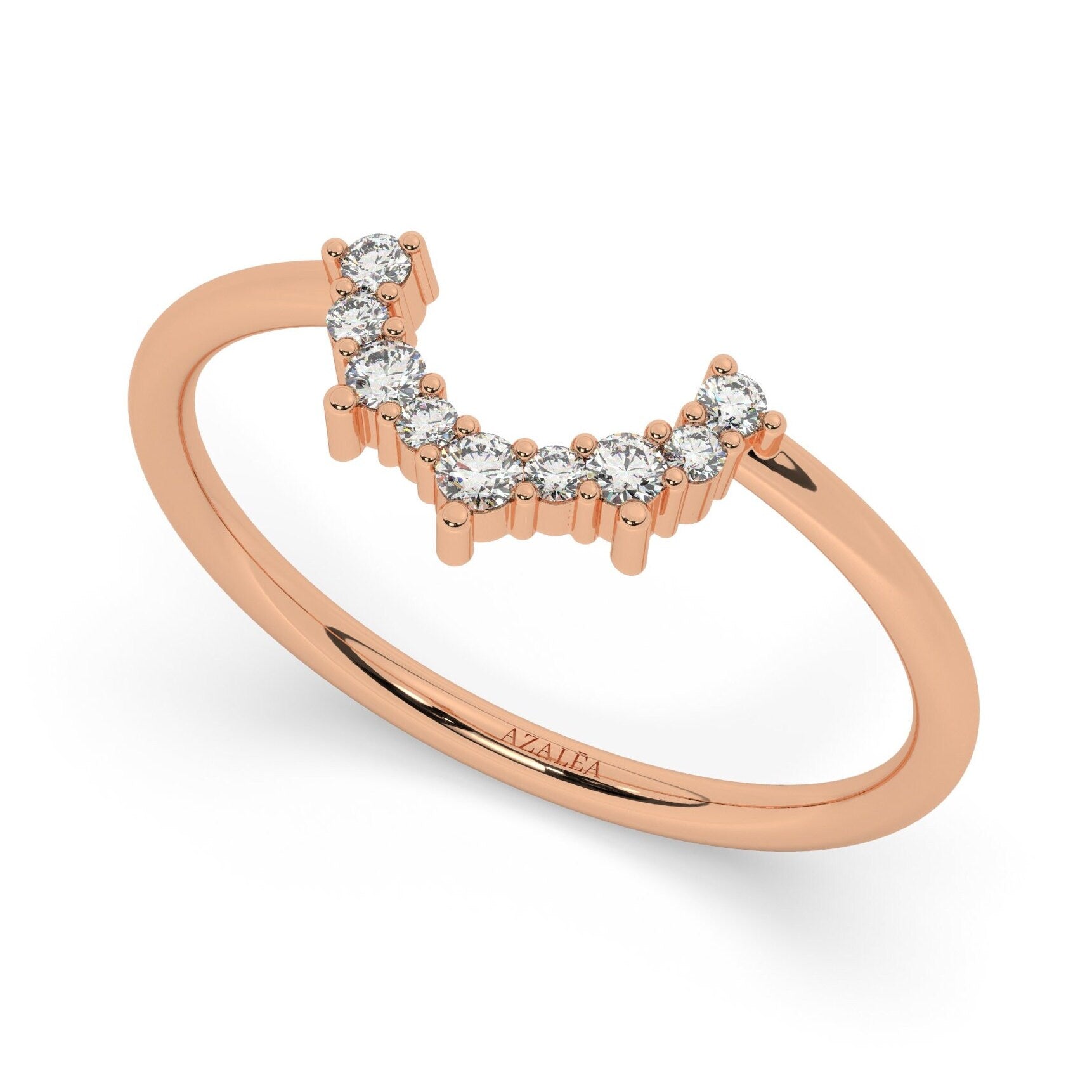Curved Diamond Wedding Band / 14k Gold Diamond Nesting Ring / Bridal Jewelry / Engagement / Anniversary / Wedding ring set / Gift / Matching