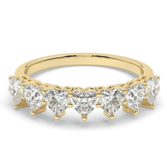 Heart Shape Diamond Wedding Band / 1.5 Gold Heart Diamond Wedding Ring / 7 Diamond Wedding Band / Anniversary Ring