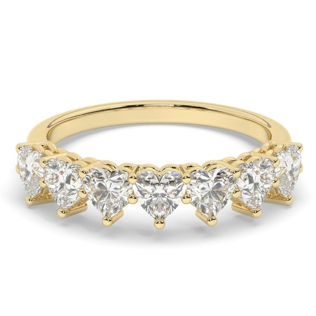 Heart Shape Diamond Wedding Band / 1.5 Gold Heart Diamond Wedding Ring / 7 Diamond Wedding Band / Anniversary Ring